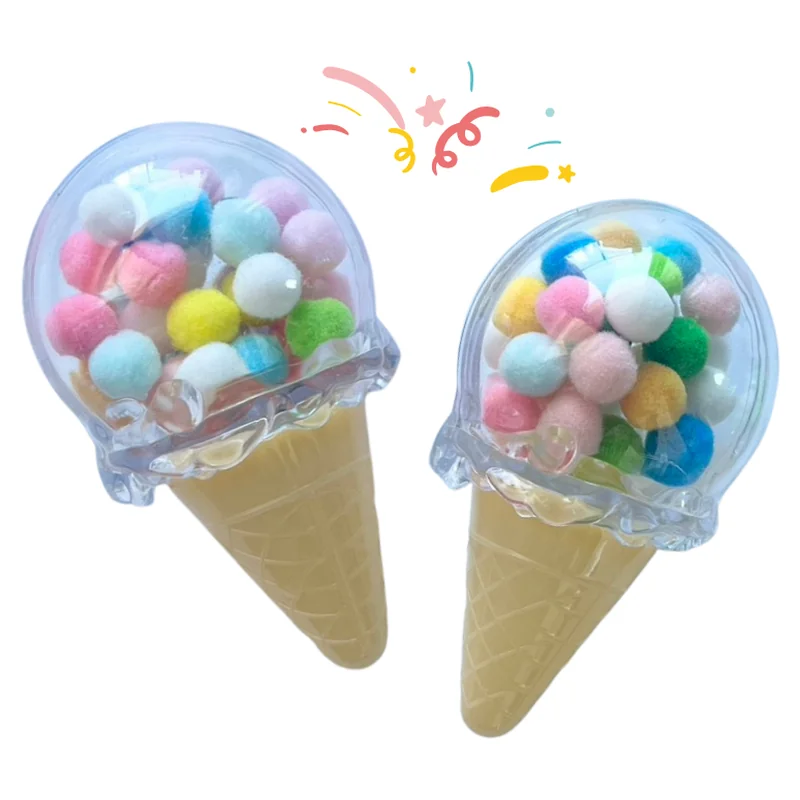 好きな色のぽんぽんを詰めて作るアイスクリームの工作キット